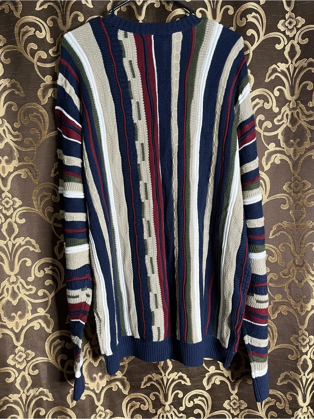 Hollister Men's Striped Crewneck Sweater - Navy, Cream, Burgundy, Olive